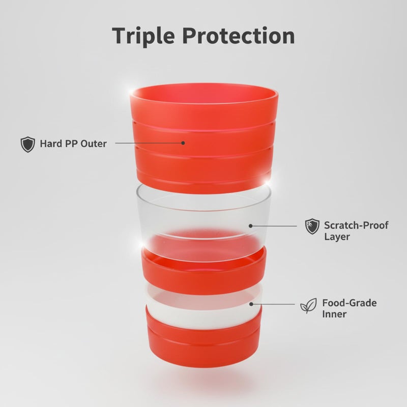 AOYITE Reusable Plastic Cups 22 oz - Unbreakable Hard Kids Cups - BPA Free Dishwasher Safe Drinking Cup set of 12 - Stackable Water Tumblers for Kitchen Camping Party Outdoor - Image 3